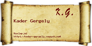 Kader Gergely névjegykártya